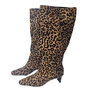 Steve Madden Dagne Leopard Calf Hair Knee High Boots Womens Size 5.5 Pointed Toe